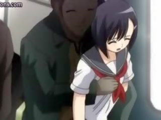 Si rambut perang anime teenie melakukan goncang zakar
