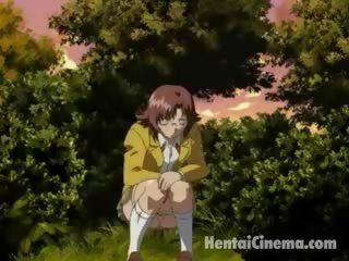 Brown Haired Hentai girl In Glasses Gives Felatio To A