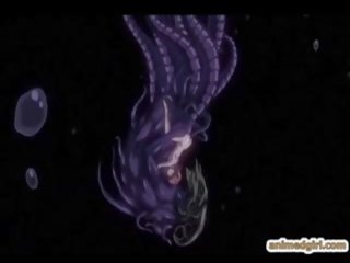 Delightful animen coeds fångad och borrade av tentacles gigantisk