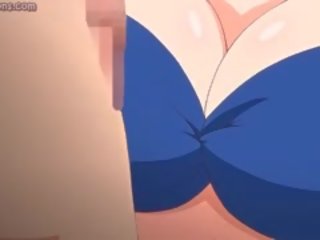 Anime goddess jerks hard pecker