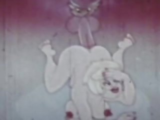 Poprsia a nut na vintáž animovaný sex film toons