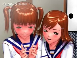 Energický anime mladý dáma odření ji vysokoškolačky pořádný píča