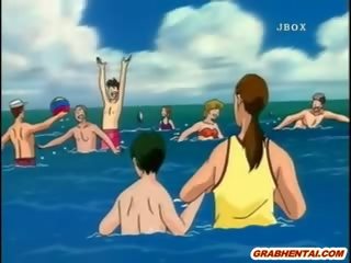 Hentai masaż ciało i cipka wibrator w the plaża