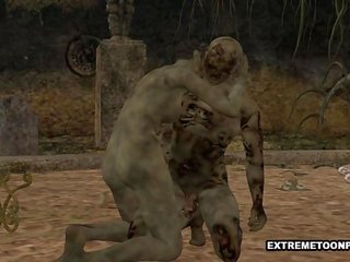 3d zombi mendapat kacau keras di sebuah graveyard