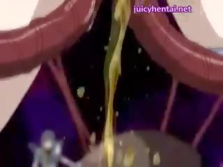 Hentai diva gets all holes pounded by tentacles