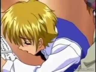 Ondeugend hentai anime schoolguy eikels zijn seatmate
