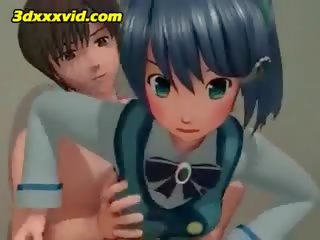 3d Hentai young woman Sucking johnson Gets Jizzed On Her Tits