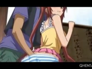 Redhead Sweet Hentai daughter Pussy Teased Upskirt In Public