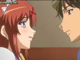 Sladký anime ryšavý výroba láska s vášeň