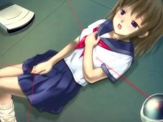 Anime bohyně v školní jednotný masturbuje kočička