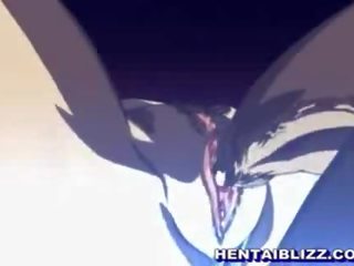 Great blonde hentai chick with big round tits riding dick