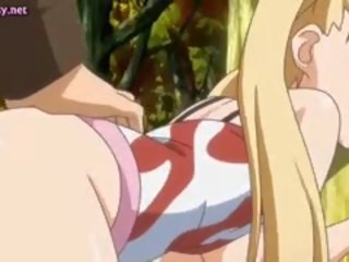 Ginintuan ang buhok diva anime makakakuha ng pounded