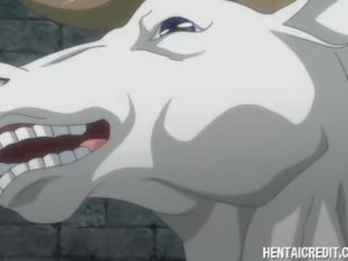Anime damsel fucked by horse monster