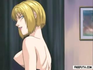 Hentai transsexuál zkurvenej blondýna v trojice