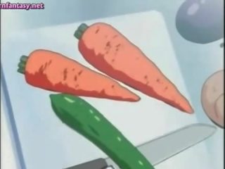 हेंटाई मास्टर्बेटिंग साथ एक carrot
