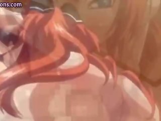 Redhead hentai teasing hard dick