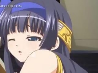 Sladký anime školní dcera foukání kohout v detail