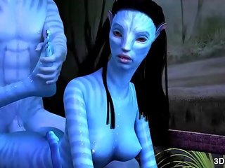 Avatar kindje anaal geneukt door reusachtig blauw prik