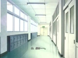 Animen enchantress i skola enhetlig masturberar fittor
