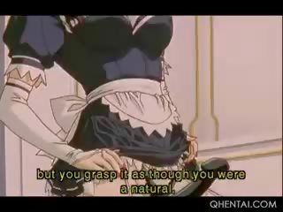 Hentai criadas follando strapon en orgia para su chica