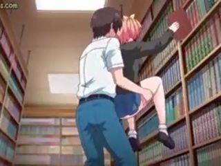 Jovem grávida anime estudante fica aparafusado em biblioteca