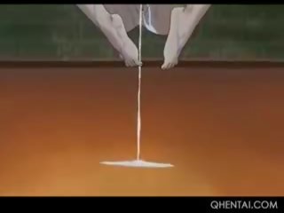 Hentai studentessa in enorme tette prende suo bagnato fica fracassato in corde