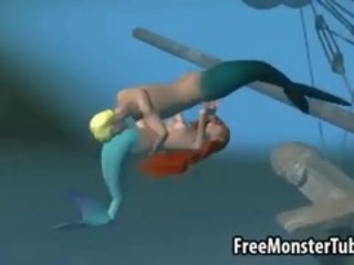 3d ارييل من ال القليل mermaid يحصل على مارس الجنس شاق