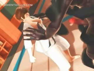 การ์ตูนอะนิเม karate deity สำรอก บน a มาก จางไป ใน ทรีดี