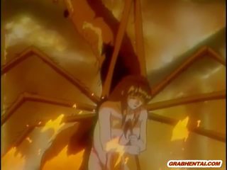 Busty Japanese anime gets spider monster fucked