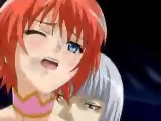 Bedårande animen rödhårig få jizz på henne ansikte
