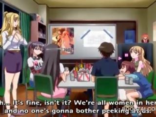 Blond barmfager 3d anime viser stor pupper ved skole