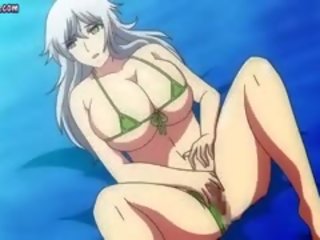 Anime milf wrijft prik met haar borsten