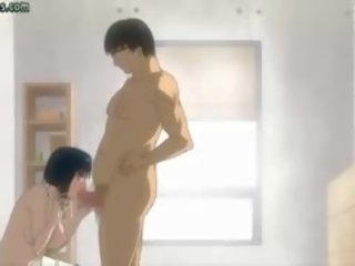 Krūtainas anime izpaužas milzīgs dildo iekšā