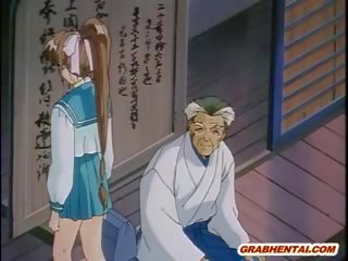 Japanese Hentai adolescent Caught And Hard Poked By Old Pervert Gu