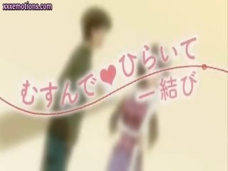 Tonårs animen älskling blir bröstvårtor slickade