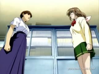 Anime lesbo elskere slikking og fingring våt fitte