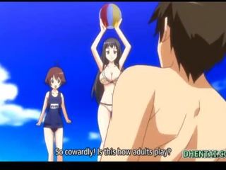 Swimsuit hentai damsel oralsex and riding bigcock in the beach