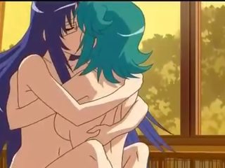 Anime lesbians gëzojnë dyshe dildos