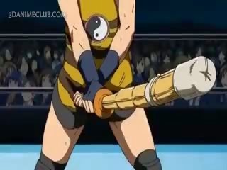 Obrovské wrestler hardcore jebanie a zlaté anime mladý žena