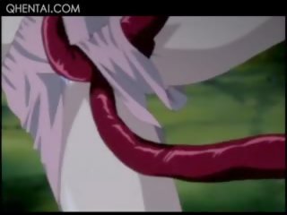 Monster tentacles wrapping og knulling en stram hentai fitte