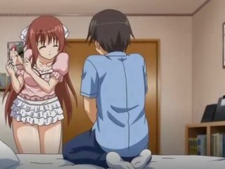 Anime schoolgirl tit fucking and rubbing huge penis gets a facial