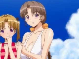 Lascivní anime lesbičky masturbuje s dilda