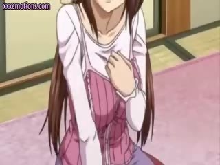 Tonårs animen husmor blir bröstvårtor slickade