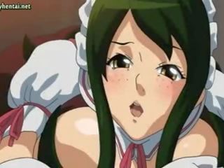 Anime maid masturbated with carrot