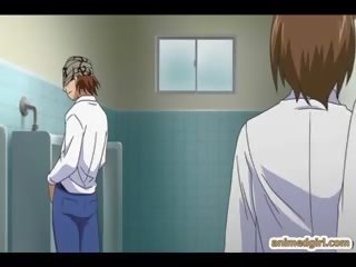Bigboobs anime dukra gražus dulkinimasis į as tualetas