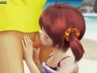 Ζωηρός/ή hentai teenie παιχνίδι με πέτρος επί παραλία