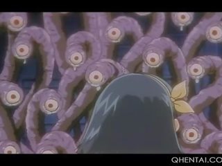 Hentai tiener wrapped en geneukt diep door monster tentakels